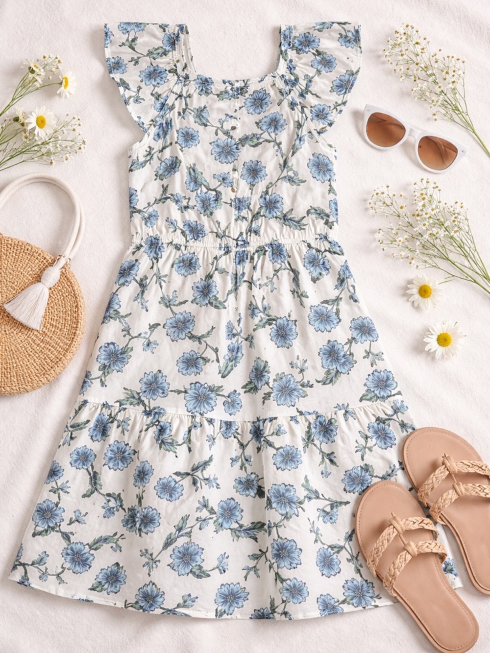 J. Crew Crewcuts Girls Floral Bow Back Cotton Dress Size 8